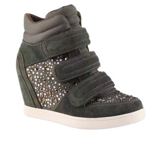 ALDO Sage High Top Suede Rhinestone Wedge Sneakers